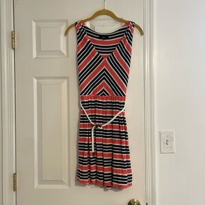 Tart black and pink dress with white belt